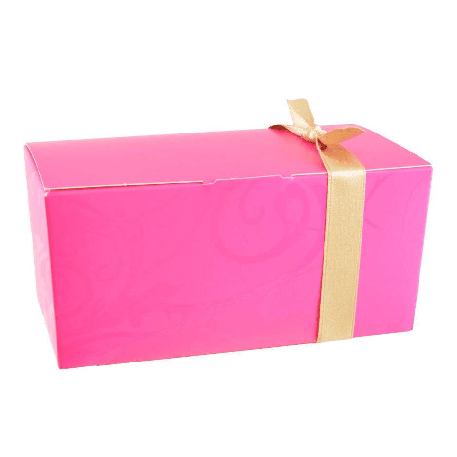Confiseur - Fushia - noeud or - ballotin chocolat
