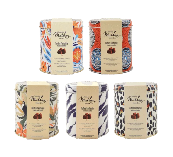 Deco metal tins - French Cocoa truffles - 250g – Chocolat Mathez